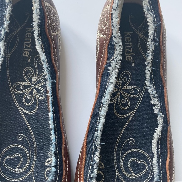 Kenzie bruiser ballet flat slip on style shoe with leather & demin size 7.5 M - Picture 3 of 7